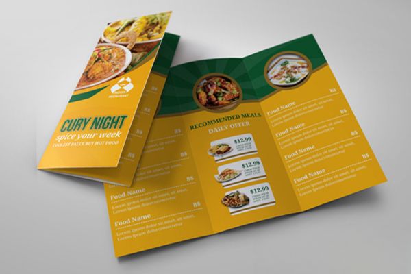 Mẫu brochure menu đẹp, thiết kế theo yêu cầu