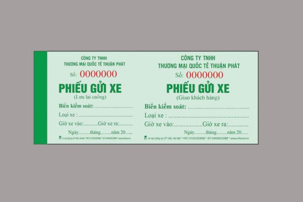 Mẫu phiếu giữ xe đẹp, giá rẻ, thiết kế theo yêu cầu