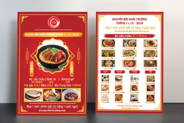 Mẫu tờ rơi menu đẹp, thiết kế theo yêu cầu tại Hà Nội