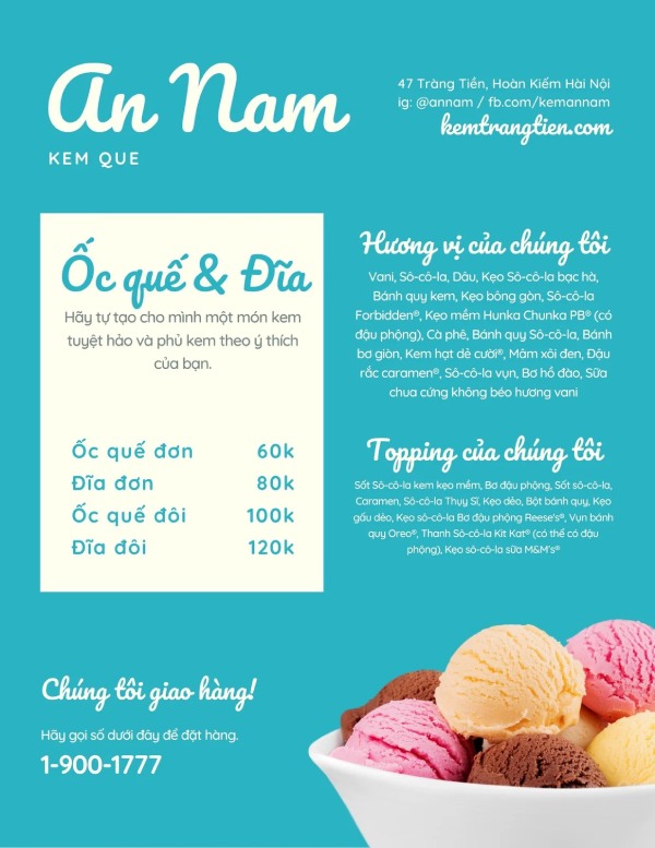 In Hoa Long nhận thiết kế và in ấn mẫu thực đơn đẹp quán kem