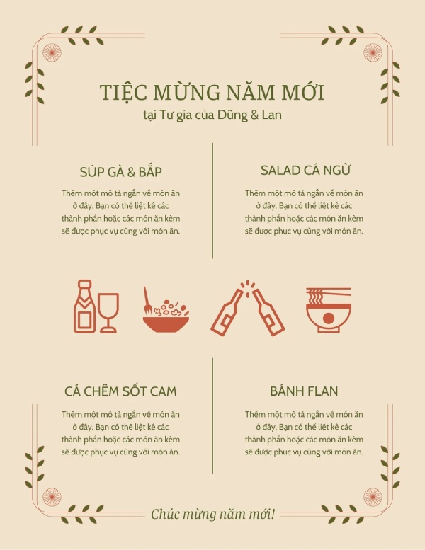 In Hoa Long nhận thiết kế và in ấn mẫu thực đơn đẹp tại gia