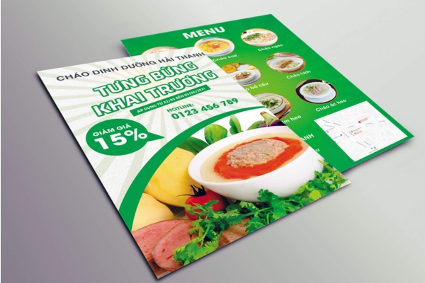 Mẫu tờ rơi cháo dinh dưỡng đẹp tin cậy