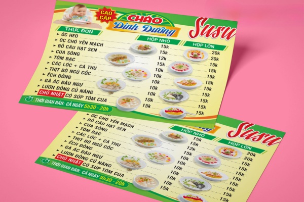 Mẫu tờ rơi cháo dinh dưỡng chuẩn gu phụ huynh
