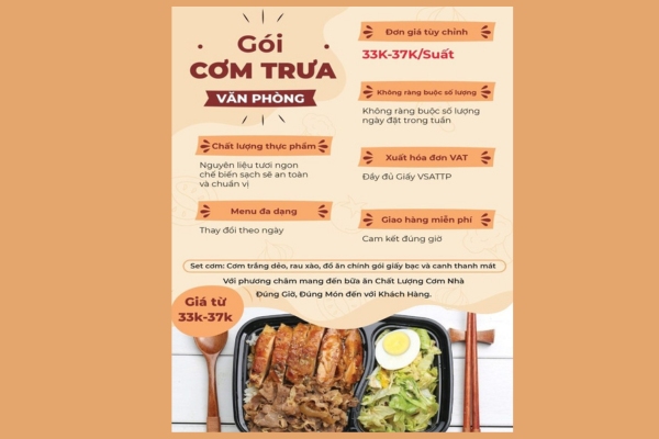 Mẫu tờ rơi cơm văn phòng in ấn sắc nét