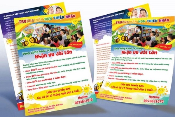 In Hoa Long nhận thiết kế và in ấn mẫu tờ rơi giáo dục mầm non