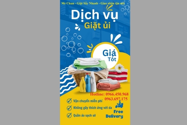 Mẫu tờ rơi giặt là, sấy khô in ấn sắc nét