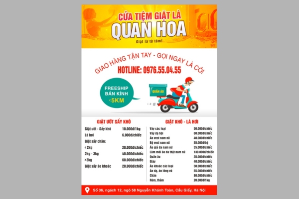 Mẫu tờ rơi giặt là, ủi khô đẹp mắt