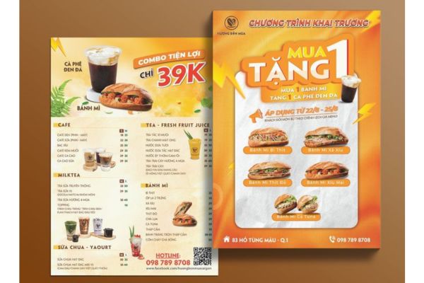 Mẫu tờ rơi menu đẹp, thiết kế theo yêu cầu tại Hà Nội