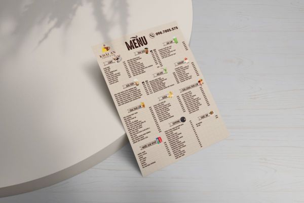 Mẫu tờ rơi menu đẹp, thiết kế theo yêu cầu tại Hà Nội