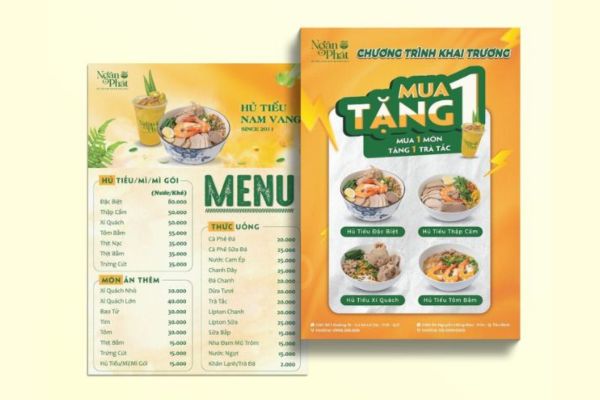 Mẫu tờ rơi menu đẹp, thiết kế theo yêu cầu tại Hà Nội