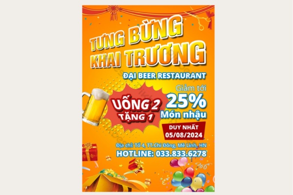 Mẫu tờ rơi bia tại quán nhậu