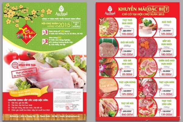 Mẫu tờ rơi quảng cáo thực phẩm sạch đẹp mắt 2 mặt