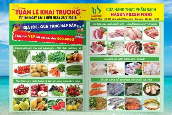Mẫu tờ rơi thực phẩm sạch cho ngày khai trương