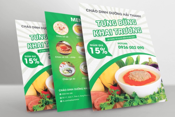 Mẫu tờ rơi cháo dinh dưỡng đẹp thu hút phụ huynh