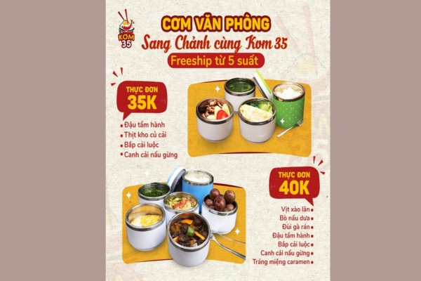 Mẫu tờ rơi cơm văn phòng thiết kế hình ảnh chân thực