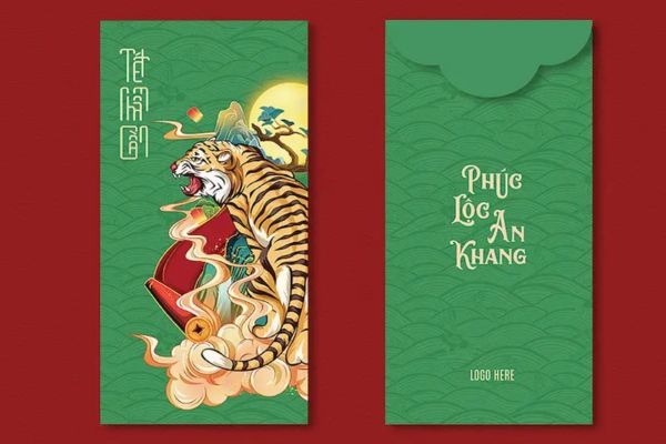 Mẫu bao lì xì màu xanh lá đẹp, thiết kế theo yêu cầu