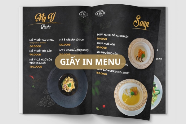 Các loại giấy in menu đẹp chuẩn nhà hàng