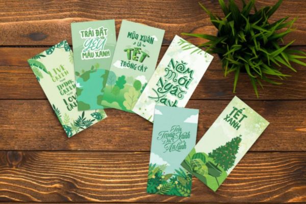 Mẫu bao lì xì màu xanh lá đẹp, thiết kế theo yêu cầu