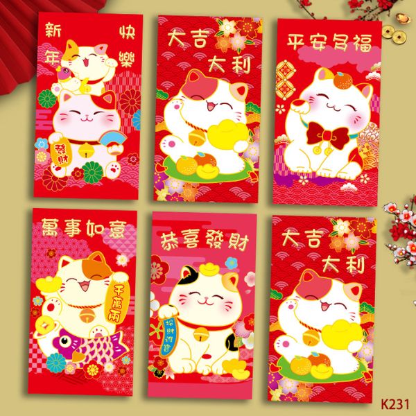 In bao lì xì mèo thần tài đẹp, thiết kế theo yêu cầu