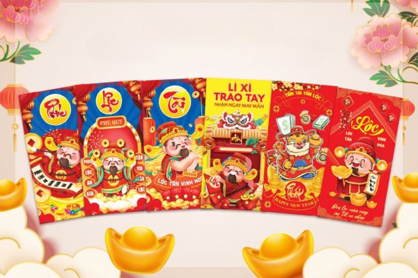 Mẫu bao lì xì thần tài đẹp tại In Hoa Long