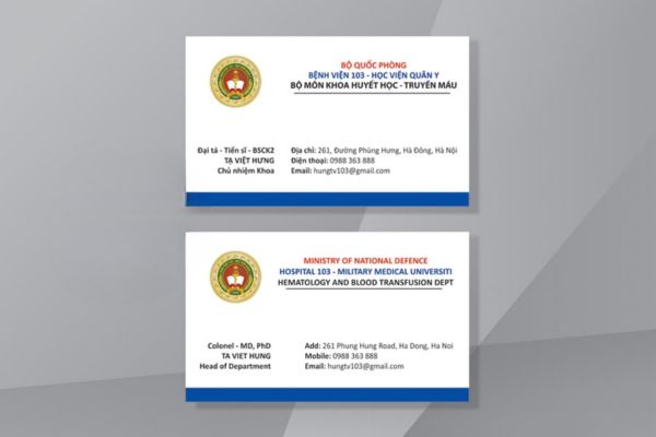 Mẫu card visit ngành y dược đẹp, chuyên nghiệp tại Hà Nội