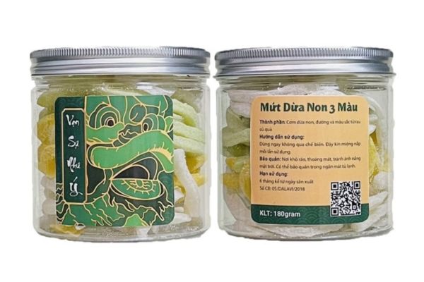 Mẫu tem nhãn mứt dừa đẹp tại In Hoa Long