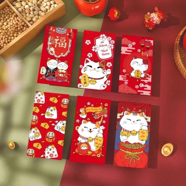 In bao lì xì mèo thần tài đẹp, thiết kế theo yêu cầu