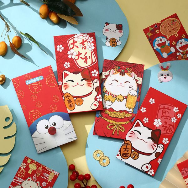 In bao lì xì mèo thần tài đẹp, thiết kế theo yêu cầu