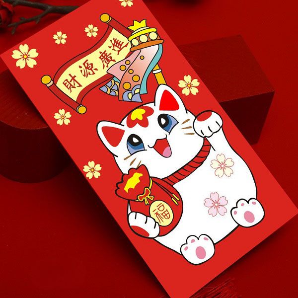 In bao lì xì mèo thần tài đẹp, thiết kế theo yêu cầu
