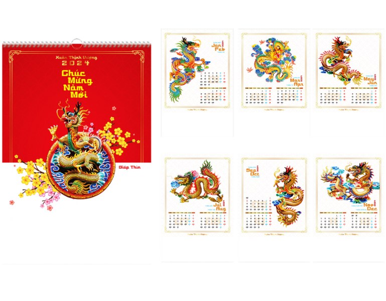 In lịch lò xo 7 tờ đẹp mắt, hiệu quả