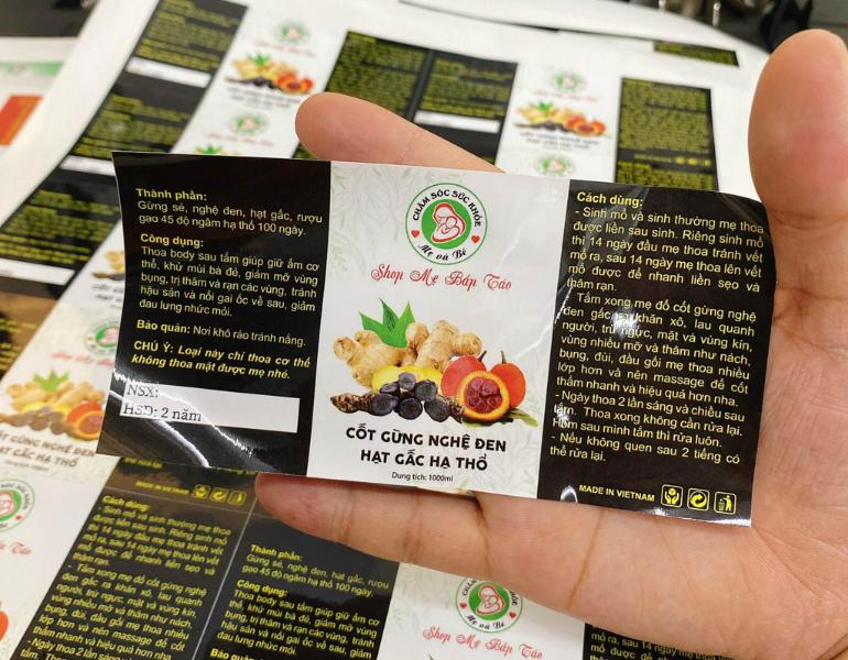 In tem bột tắm trắng decal nhựa sữa