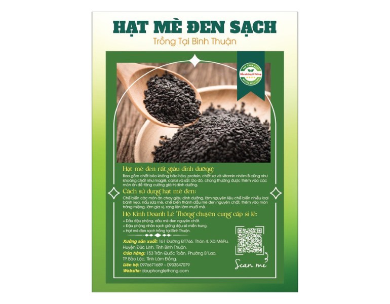 In tem dán túi đựng hạt mè đen sạch đẹp mắt