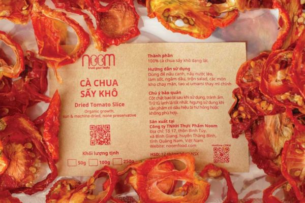 In Hoa Long in tem nhãn cà chua sấy đẹp