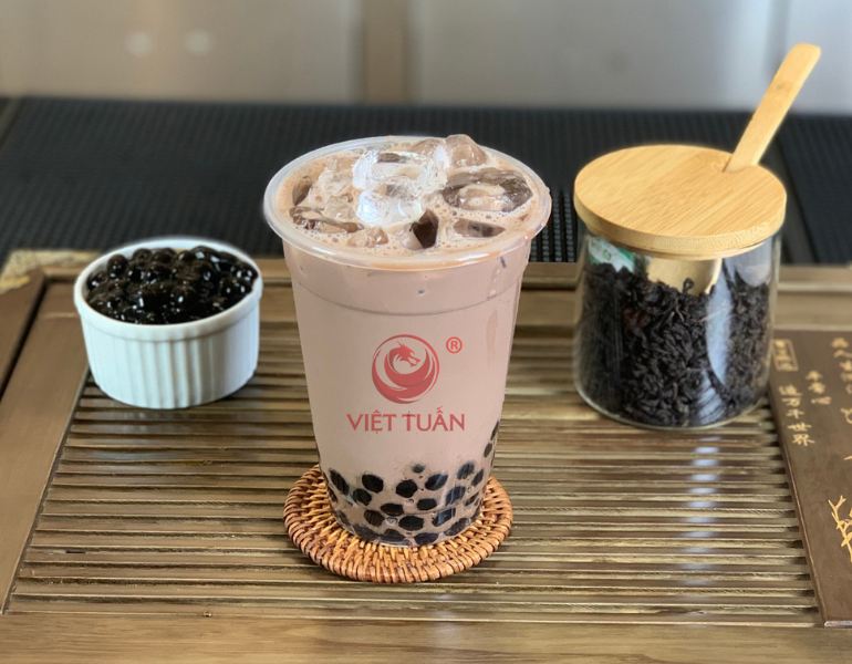 In tem trân châu dán ly trà sữa