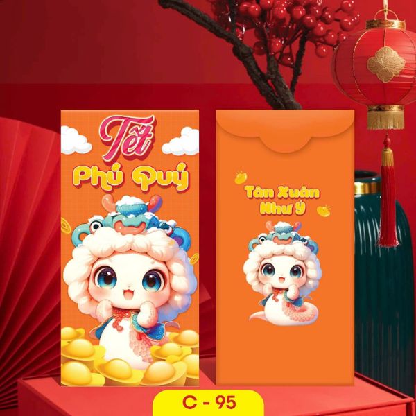 Mẫu bao lì xì con rắn đẹp, thiết kế sang trọng tại Hoa Long