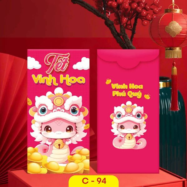 Mẫu bao lì xì con rắn đẹp, thiết kế sang trọng tại Hoa Long