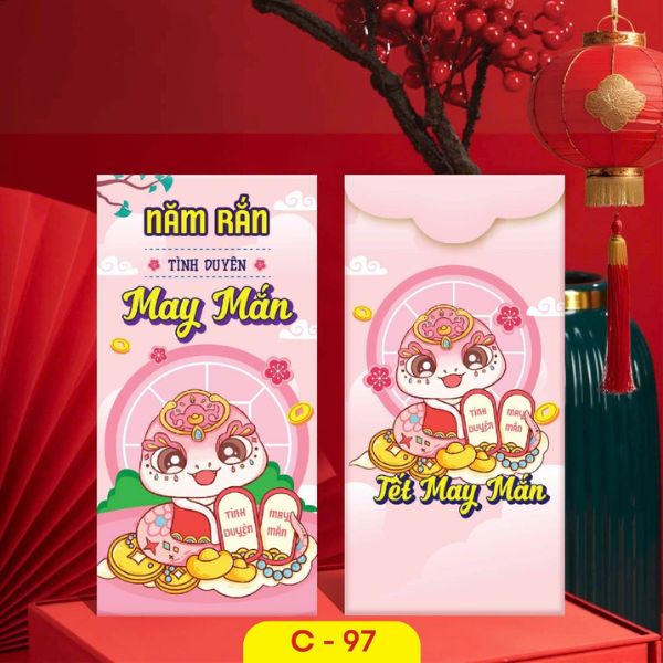Mẫu bao lì xì con rắn đẹp, thiết kế sang trọng tại Hoa Long