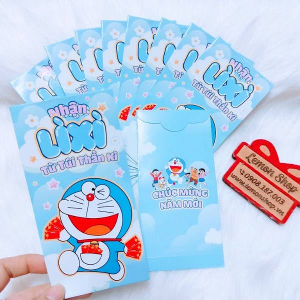 Mẫu bao lì xì doraemon giá rẻ, mẫu đẹp, thiết kế theo yêu cầu