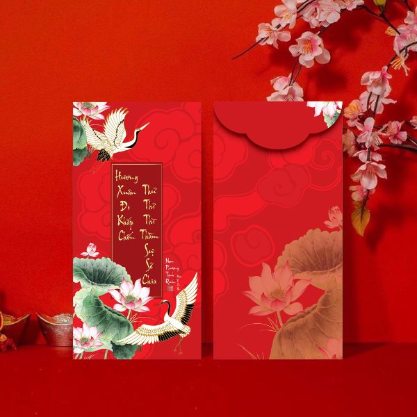 Mẫu bao lì xì hoa sen đẹp, thiết kế theo yêu cầu tại Hà Nội