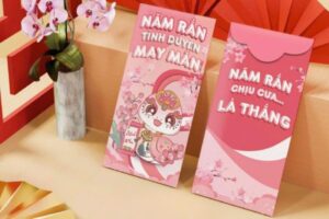 Mẫu bao lì xì màu hồng đẹp, thiết kế theo yêu cầu