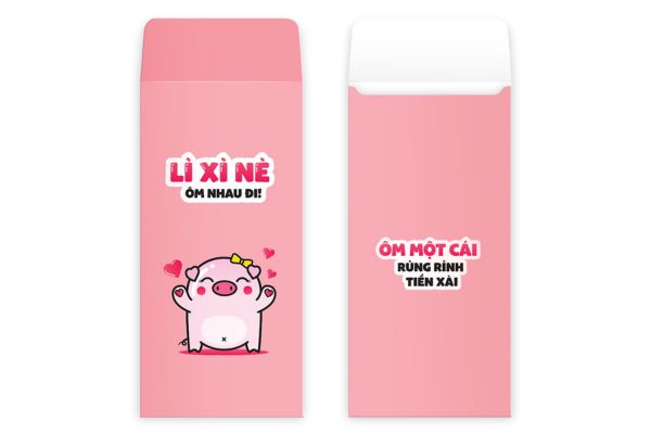 Mẫu bao lì xì màu hồng đẹp, thiết kế theo yêu cầu