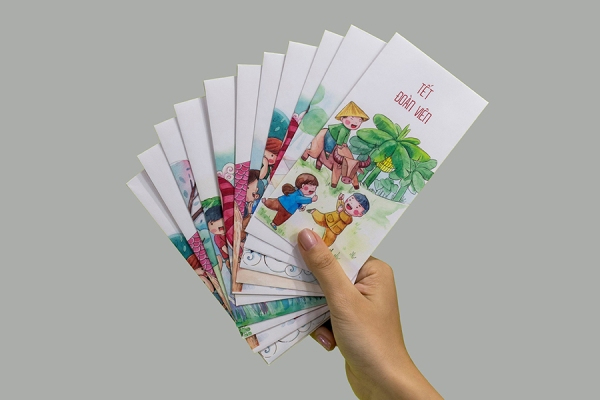 In Hoa Long nhận thiết kế và in ấn mẫu bao lì xì màu sắc lạ mắt màu trắng