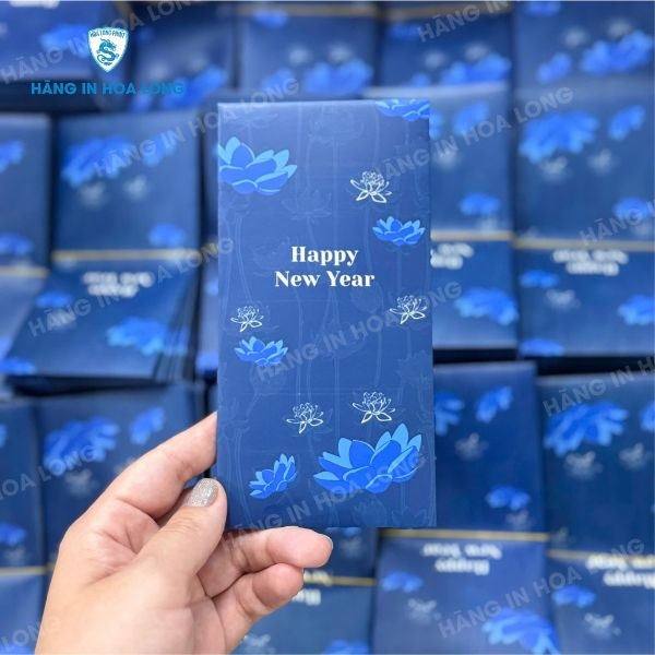 In Hoa Long nhận thiết kế và in ấn mẫu bao lì xì màu sắc lạ mắt màu xanh dương