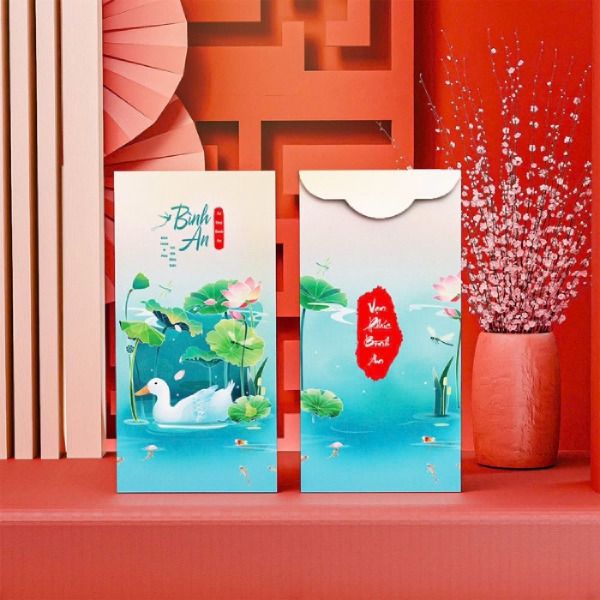 In Hoa Long nhận thiết kế và in ấn mẫu bao lì xì màu sắc lạ mắt màu xanh ngọc