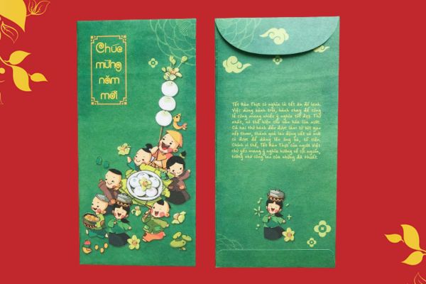 Mẫu bao lì xì màu xanh lá đẹp, thiết kế theo yêu cầu