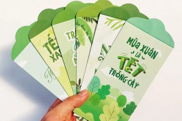 Mẫu bao lì xì màu xanh lá đẹp, thiết kế theo yêu cầu