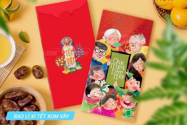 Mẫu bao lì xì sum vầy giá rẻ, thiết kế theo yêu cầu tại Hà Nội