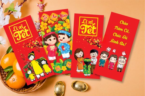 Mẫu bao lì xì sum vầy giá rẻ, thiết kế theo yêu cầu tại Hà Nội