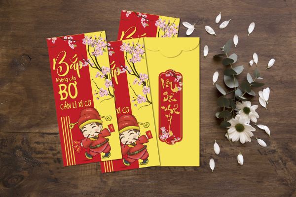 Mẫu bao lì xì thần tài đẹp tại In Hoa Long