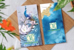 In Hoa Long nhận thiết kế và in ấn mẫu bao lì xì màu xanh cao cấp